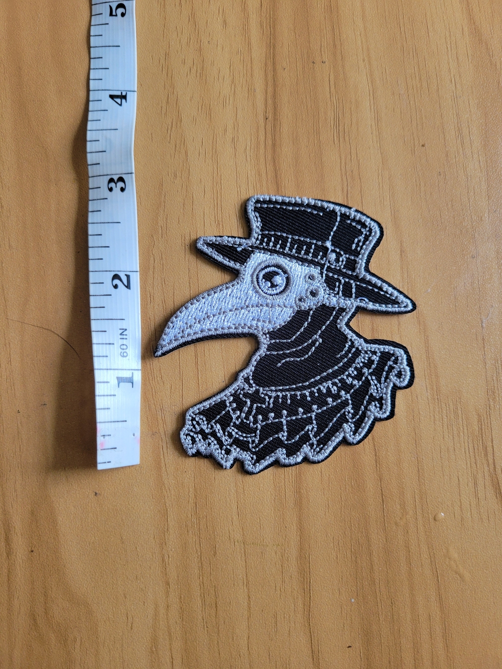 🧋NEW🧋Plague Doctor Bird Embroidered Patch in Black and White